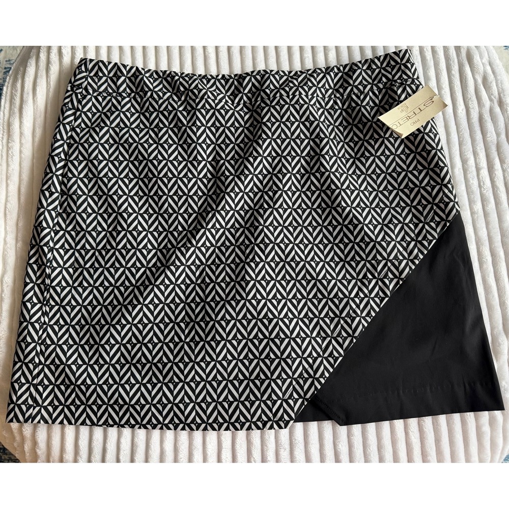 EP Pro Geometric Print Skirt Shorts Black White Golf Athletic Women XL TG